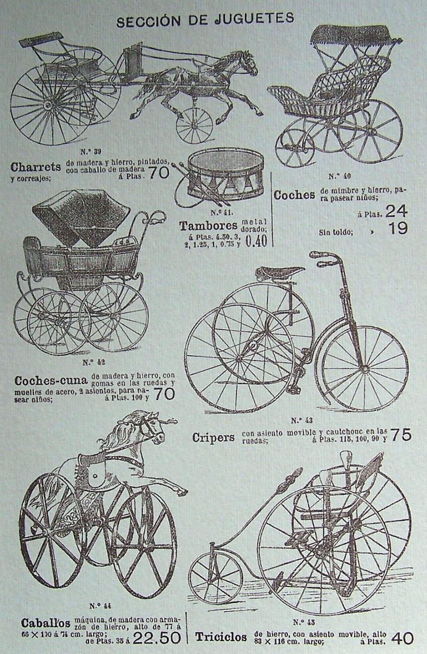1897 spanish catalogue childrens tricycles