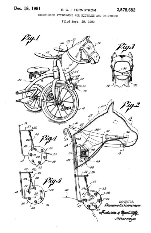 hobby horse attachment tricycles 1950 fernstrom
