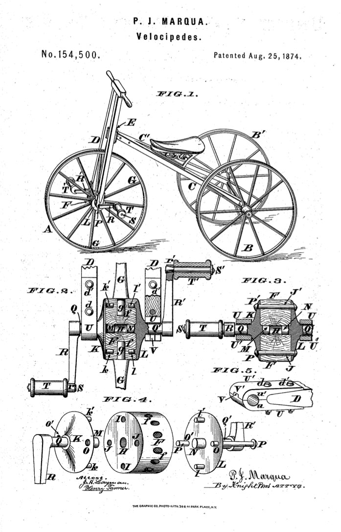 1874 marque tricycle hubs patent